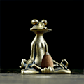 Miniatyrbilde 3 av 5: Messing meditasjonsfrosk statue figur messing røkelseholder F