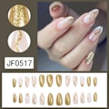 Miniatyrbillede 3 af 5: Guld glitter linje negle patches til at bære negle (24 stykker), sh