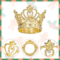 Miniatyrbillede 4 af 7: Guld Servietringe Sæt af 6 - Krone Rhinestone Jul Servietringe