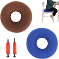 Miniatyrbilde 1 av 5: 2 stk Donut seteputer, Oppblåsbar ring seteputer, Oppblåsbar seteputer med pumpe, Puter for biler, sofaer, skrivebord og rullestoler, 39 cm ((Blå, Brun))