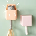 Miniatyrbild 4 av 5: Set med 6 söta djurformade självhäftande väggkrokar, infällbara
