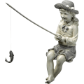 Miniatyrbilde 1 av 4: Stor fiskerkone fangst fisker statue for hage, Polyres