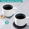 Miniatyrbillede 5 af 5: Runde coasters blå pu læder TABLE MAT coasters med kaffe, t