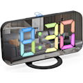 Miniatyrbild 1 av 5: Svart väckarklocka med dimbar LED-display, digital klocka, Di