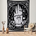 Pikkukuva 2 / 5: Tarot-seinätekstiili, tähti- ja kuutaivas, seinävaate, astrologia, käsi