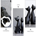 Miniatyrbillede 4 af 5: 2 stk. Sort Keramisk Kat Figur Kat Par Statue Keramisk En