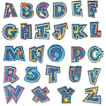Miniatyrbillede 1 af 5: Farverige denim strygepatch bogstaver 26stk A-Z bogstav patch anim