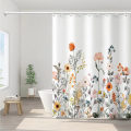 Miniatyrbillede 4 af 6: Bruseforhæng, stofbruseforhæng, hvidt blomsterbruseforhæng