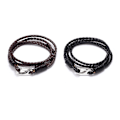 Miniatyrbillede 1 af 5: (Sort, kaffe) Koreansk version ornamenter armbånd slange vene okselæder mænd rustfrit stål spænde hånd ornament