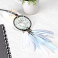 Miniatyrbild 4 av 5: Drömfångare Handemade Dreamcatcher Grå Fjäder Vägghängning