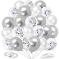 Miniatyrbilde 1 av 5: Sølvballonger, 60 stykker konfetti sølv helium ballonger, metall