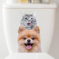 Miniatyrbillede 3 af 5: Tegneserie Hvalp og Killing Stickers, Vandtætte Badeværelse Toilet Stickers