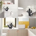 Miniatyrbillede 3 af 5: Toiletpapirholder i metal, kaktusformet papirholder til opbevaring af papir til badeværelset (sort)