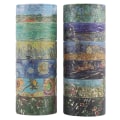 Miniatyrbillede 1 af 5: Tape Sæt 12 Ruller Sød Guldfolie Van Gogh Maleri Serie Decora