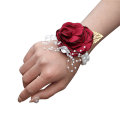 Miniatyrbilde 3 av 4: Brud Corsage kunstig bryllup blomst blonder blader dekorasjon