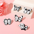 Miniatyrbillede 4 af 5: 5 stk. Punk Skull Butterfly Moth Emallje Pins Skull Moth broche