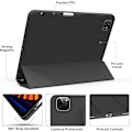 Miniatyrbilde 5 av 5: Svart, beskyttende deksel for iPad Pro 11-tommer (18/20/21/22), med pennholder, ultratynt tri-fold smart deksel, støtter penn