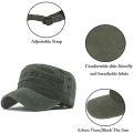 Miniatyrbilde 5 av 5: Militærcaps Vintage Vasket Denim Army Caps Bomulls Flat Top Cap