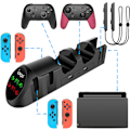 Miniatyrbillede 4 af 5: 6 i 1 LED-opladerdock kompatibel med Joy Cons og controller