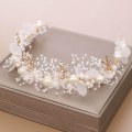 Miniatyrbilde 5 av 5: Bryllupshårstykke Gullperle Hodebånd Brud Babys Breath Cryst