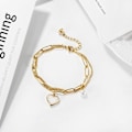 Miniatyrbilde 2 av 5: Armbånd for kvinner, rustfritt stål, med hjerteformet anheng E