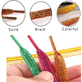 Miniatyrbilde 4 av 5: Fargerike metall glitter flate såle skolisser (hvit), 115cm lang, s