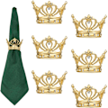 Miniatyrbillede 1 af 7: Guld Servietringe Sæt af 6 - Krone Rhinestone Jul Servietringe