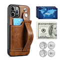 Miniatyrbillede 4 af 4: Kompatibelt iPhone 14 Pro Max Cover, PU Læder Wallet Cover (Brun)