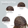 Miniatyrbilde 3 av 5: Lang rett blond parykk med lugg rose nett kjemisk fiber