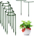 10-pack växtstöd, plastväxtburspåle, halvrund växtburstöd, stödring för blommor, växter, grönsaker, 6,5 x 10,3 tum