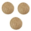 Miniatyrbillede 1 af 5: 3 stk. Linned Halm Runde Hjem Spisebord Isolering Pad Coas