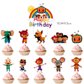 Miniatyrbild 1 av 3: 22-delade vattenmelon pojke dekorationer, födelsedagstårta toppers, cupcake insatser, bakade dessertflaggor för temafester F