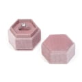 Miniatyrbillede 2 af 5: Fløjlsringæske Dobbelt Slot Hexagonal Ringæske, Sort Pink 2 Pie