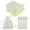 Miniatyrbilde 1 av 5: 100 stk beige smykkesekker med snøring i organza