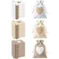 Miniatyrbilde 1 av 2: 24 stk hjerteformet sekk i jute, 10*14 cm, for smykkeskrin, godteribesk W