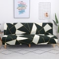 Miniatyrbillede 1 af 4: Strækbar armløs sofaovertræk, Universal armløs sofaovertræk Alle dækket folde sofa beskytter, Nem at installere og rengøre, 3 sæder Clic Clac overtræk, Sort marmor