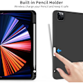 Pikkukuva 4 / 5: Musta, suojaava kotelo iPad Pro 11-tuumaiselle (18/20/21/22), kynäpaikalla, erittäin ohut kolmiosainen Smart Cover, tukee kynää