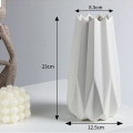 Miniatyrbilde 5 av 5: Keramisk vase Pampas gress vase Håndlaget geometrisk hvit gull