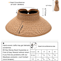 Miniatyrbilde 2 av 5: Visor Halm Strand Solhatt Bred Bremm for Kvinner UPF 50+ Sommer