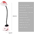Miniatyrbillede 2 af 5: LED-klemmelampe til børn, lyserød, USB-genopladelig læselampe med stjernelysprojektion, 360° svanehals