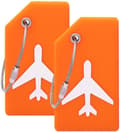 Bagageetikett, silikon, orange, 2 stycken