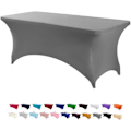 Miniatyrbilde 1 av 5: Grå 1,8 m Stretch Bordduk for Rektangulære Bord med Åpen Bakside, Spandex Rektangulære Borddekker for Utebord, Bryllup C