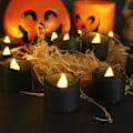 Miniatyrbilde 5 av 5: 12-pakks LED-lys (svart), flammefri telys, flimrende elektriske lys, innendørs og utendørs stemningsdekorasjon for Halloween, bryllup, fester (1) D
