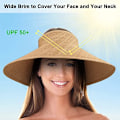 Miniatyrbilde 4 av 5: Visor Halm Strand Solhatt Bred Bremm for Kvinner UPF 50+ Sommer