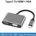 Miniatyrbild 2 av 5: USB-C till HDMI VGA-adapter, 2-i-1 Typ C till HDMI 4K, VGA 1080P C