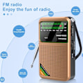 Miniatyrbillede 5 af 5: FM/AM/SW - Bærbar Mini Radio - Katastroferadio - Genopladelig Radio - Guld