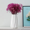 Miniatyrbilde 4 av 5: Keramisk vase Pampas gress vase Håndlaget geometrisk hvit gull