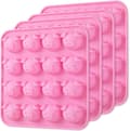 Set med 4 grisformade silikonformar för gelé, fondant, hårt godis