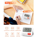 Miniatyrbillede 2 af 5: Multifunktionel digital køkkentimer med urfunktion, hurtig indstilling, 3 lydstyrkeniveauer, magnetisk backup, foldbart stativ