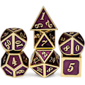 Pikkukuva 1 / 4: D&D Metal Dice Set, 7-osainen metalliset polyhedral-noppasetti (Tumman violetti ja kultainen numero)